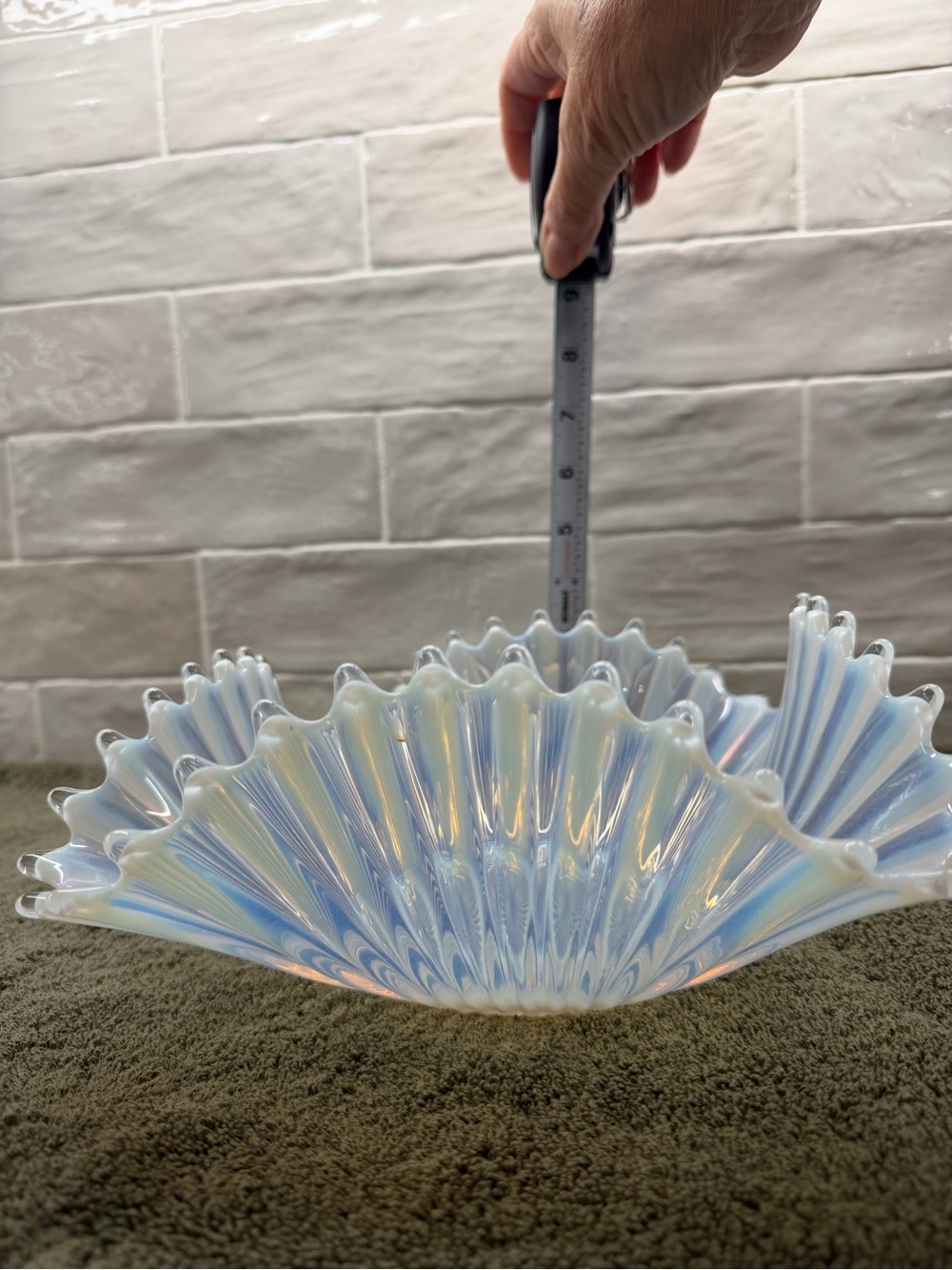 Vintage Fostoria Opalescent Ruffled Glass Decorative Bowl - Home Art